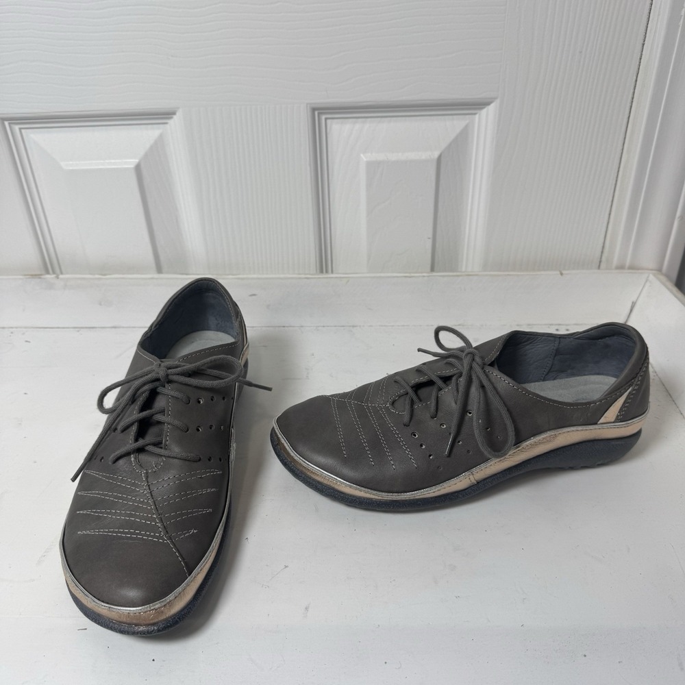 Naot Women's Size 6 Kumara Lace Up Shoes EU‎ 37 Gray and Rose Gold